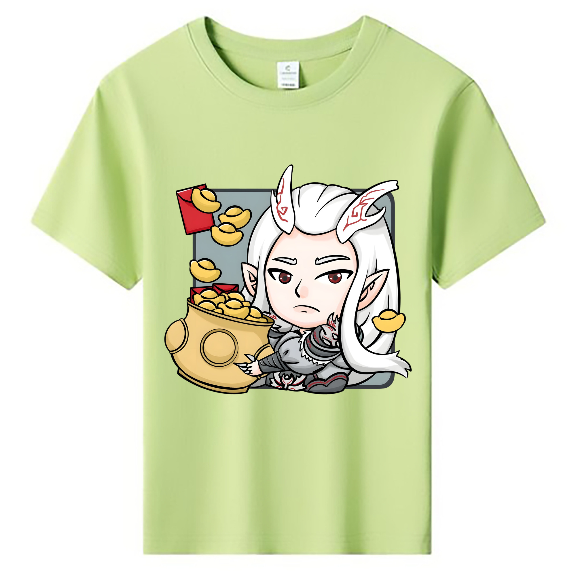 （画像用） Ne Zha 2 ナタ 魔童の大暴れ 綿100％キッズTシャツ（フロントプリント）